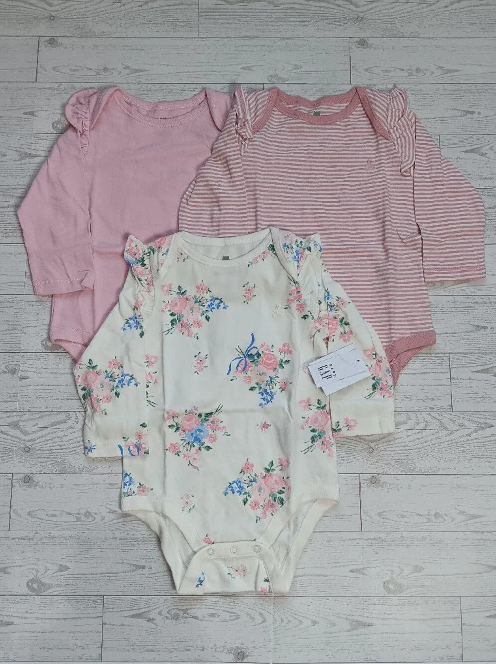 Baby Gap Girl's First Favorites 3-Pack Organic Cotton Bodysuit Sz 3-6 M, 12-18 M